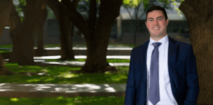 Andrew standing outside of Ryan Law Firm